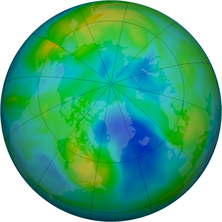 Arctic ozone map for 18 November 1999